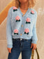 Women Flower Fuzzy Button-Up Cardigan nicholesgifts