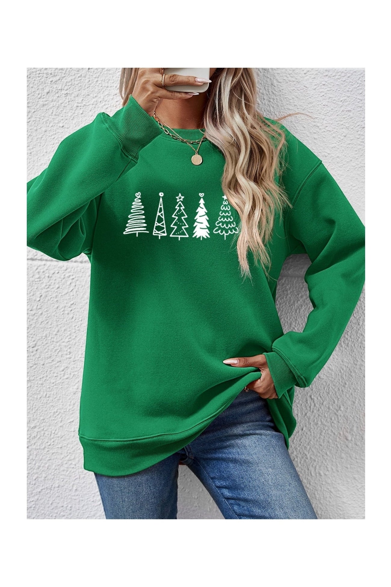 Christmas Tree Graphic Drop Shoulder Sweatshirt nicholesgifts