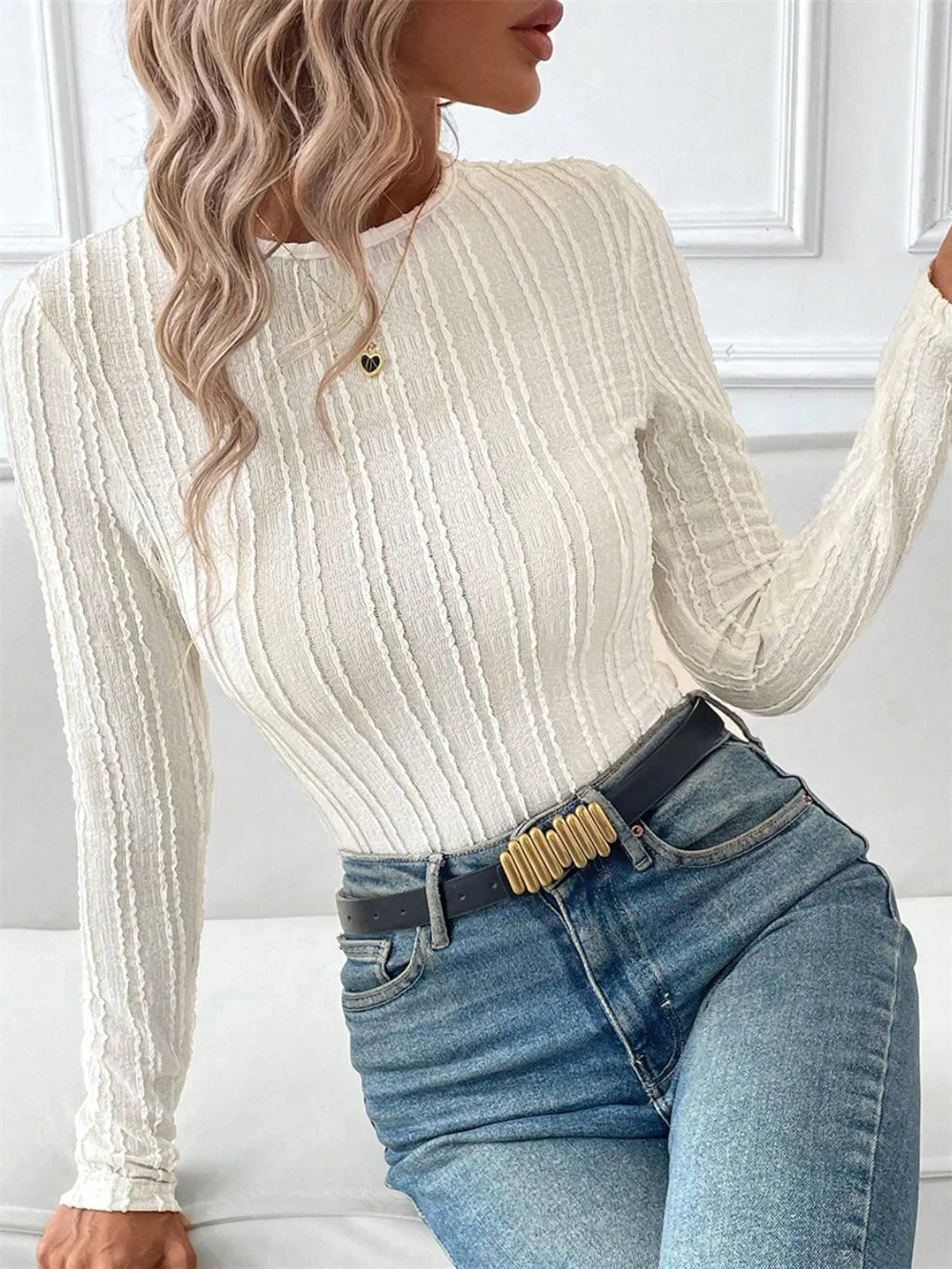 Round Neck Long Sleeve Top nicholesgifts