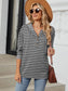 Women Drawstring Striped Long Sleeve Hoodie nicholesgifts