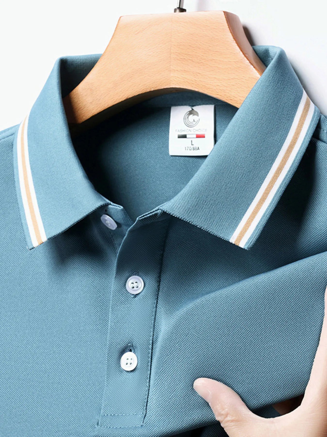 Men's Plus Size Classic Striped Collar Polo Shirt NicholesGifts