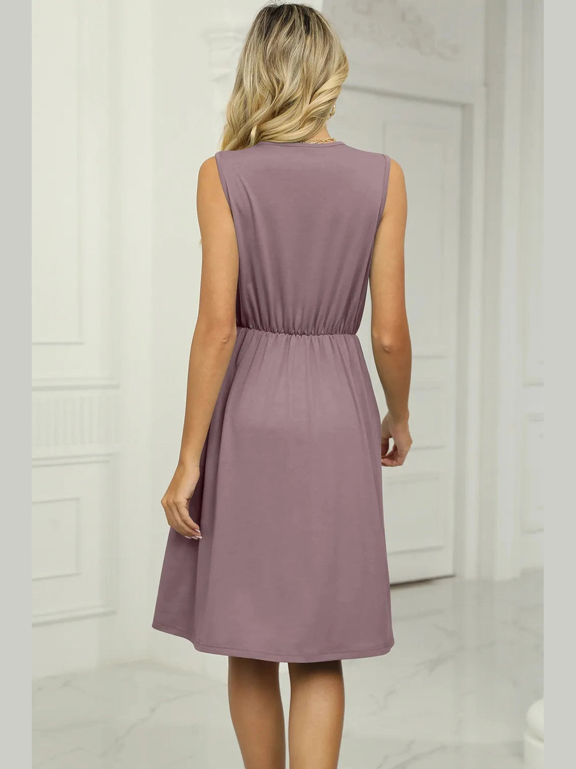 Pocketed V-Neck Wide Strap Dress nicholesgifts