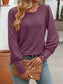 Women Decorative Button Round Neck Long Sleeve T-Shirt nicholesgifts