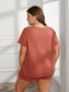 Plus Size Round Neck Short Sleeve Two-Piece Loungewear Set nicholesgifts