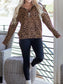 Leopard Print Quarter Zip Sweatshirt Trendsi