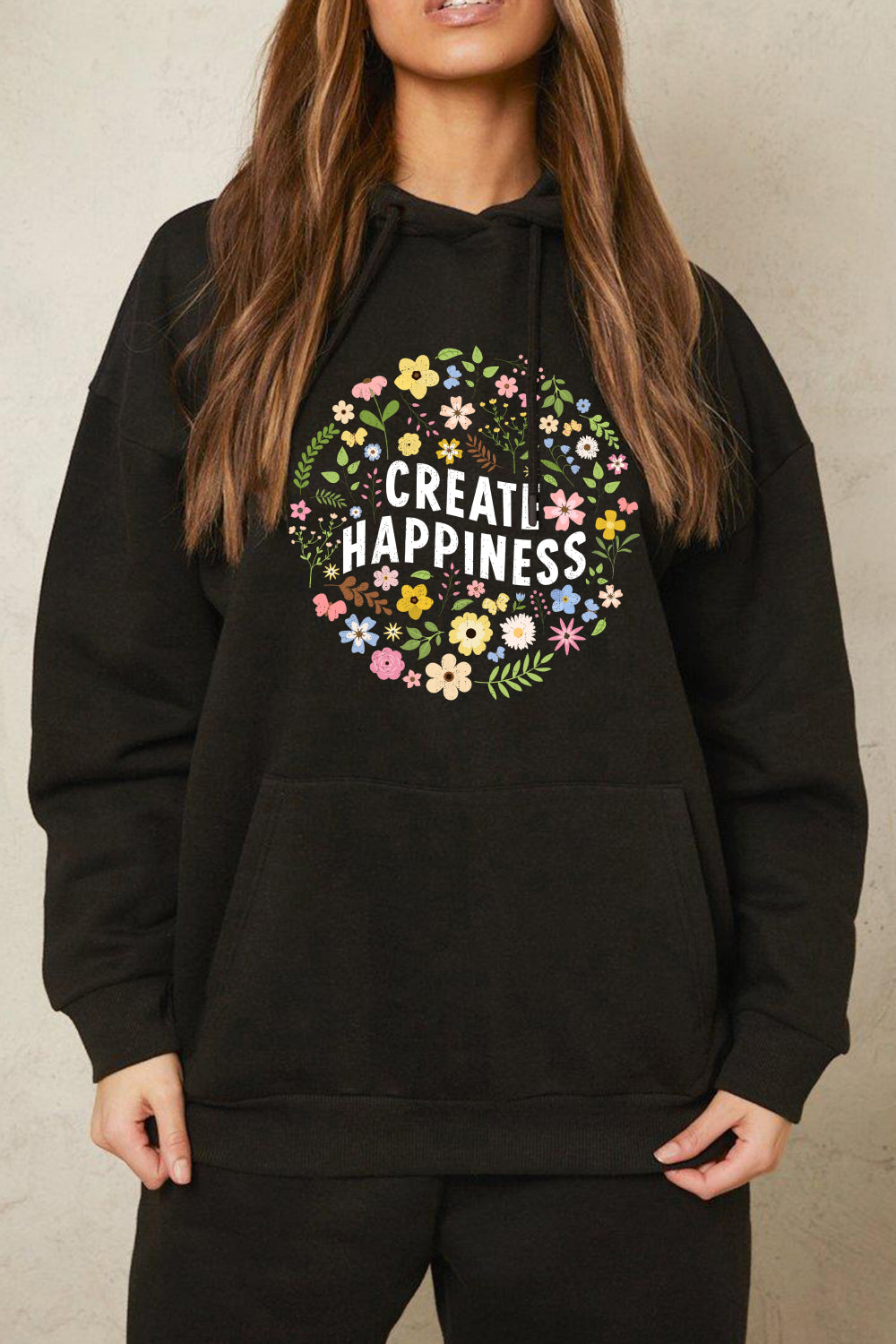 Simply Love Simply Love Full Size CREATE HAPPINESS Graphic Hoodie NicholesGifts