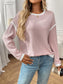 Ribbed Contrast Trim Long Sleeve Top nicholesgifts