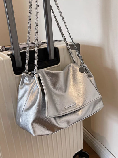 Chain Accent Flap Shoulder Bag nicholesgifts
