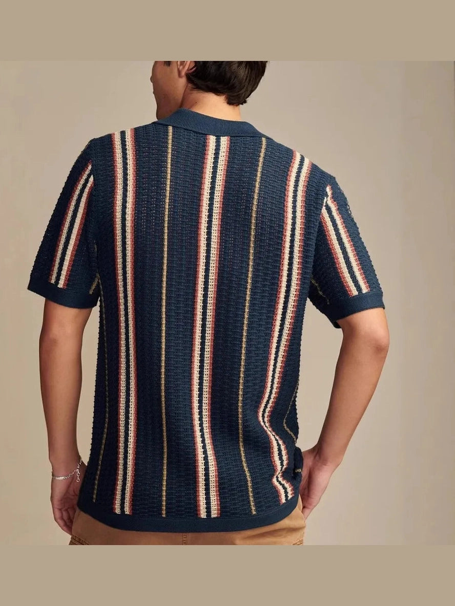 Men's Plus Size Striped Collared Neck Short Sleeve Shirt NicholesGifts