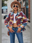 Printed Collared Neck Jacket nicholesgifts