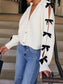 Women Bow V-Neck Cutout Sleeve Cardigan Sweater nicholesgifts