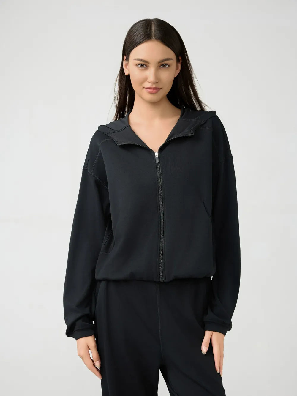 Millennia Zip Up Dropped Shouder Active Hooded nicholesgifts