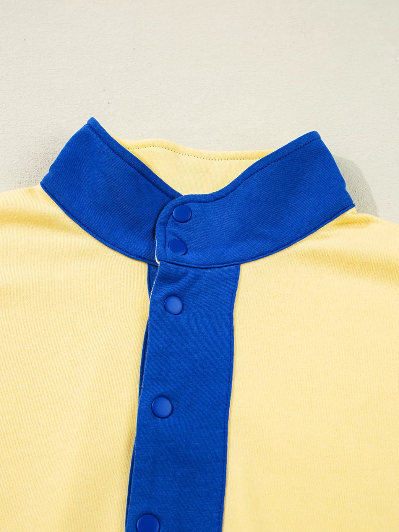 Color Block Patchwork Half Button Top and Shorts 2pcs Set Trendsi