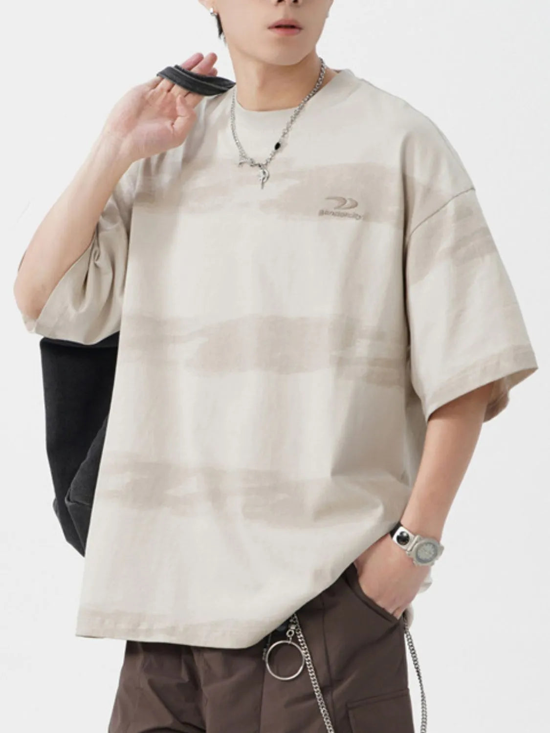 Men's Plus Size Basic style Round Neck Striped T-Shirt NicholesGifts