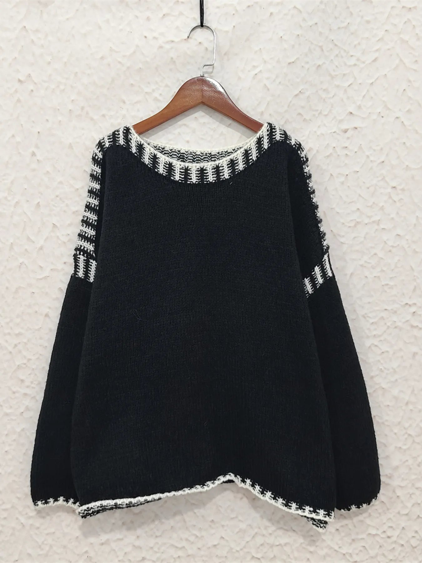 Contrast Trim Oversized Sweater