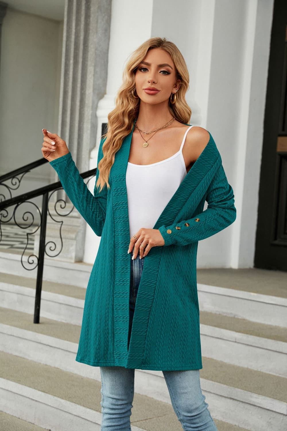 Long Sleeve Open Front Cardigan nicholesgifts