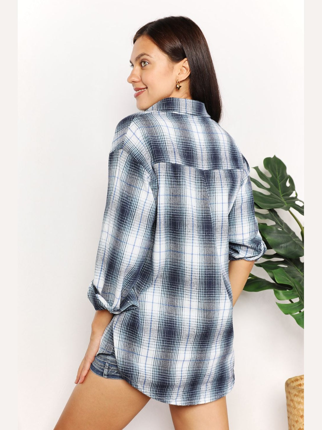 Mandy Plaid Dropped Shoulder Shirt NicholesGifts