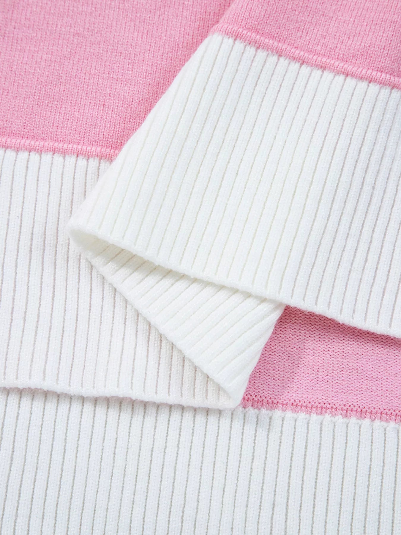 Contrasting Polo Collar Color Block Knit Drop Shoulder Sweater Trendsi