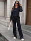 Ribbed Round Neck Top and Pants Set nicholesgifts