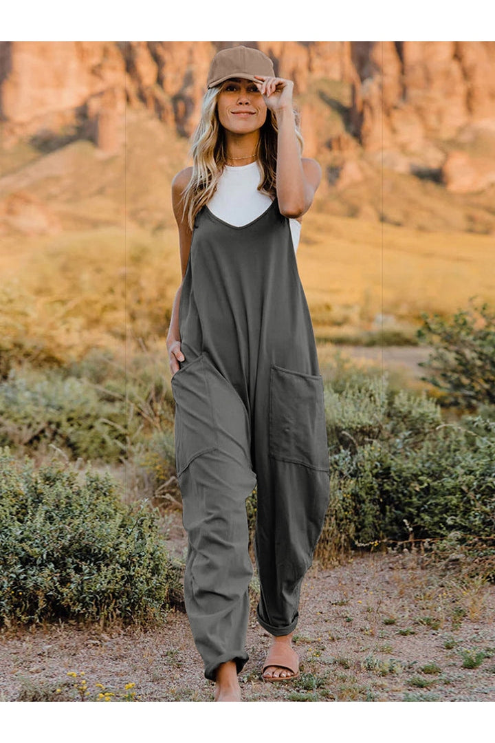 Double Take Full Size Sleeveless V-Neck Pocketed Jumpsuit nicholesgifts