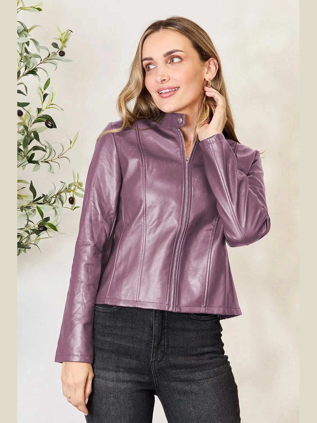 Mock Neck Zip Up Jacket nicholesgifts