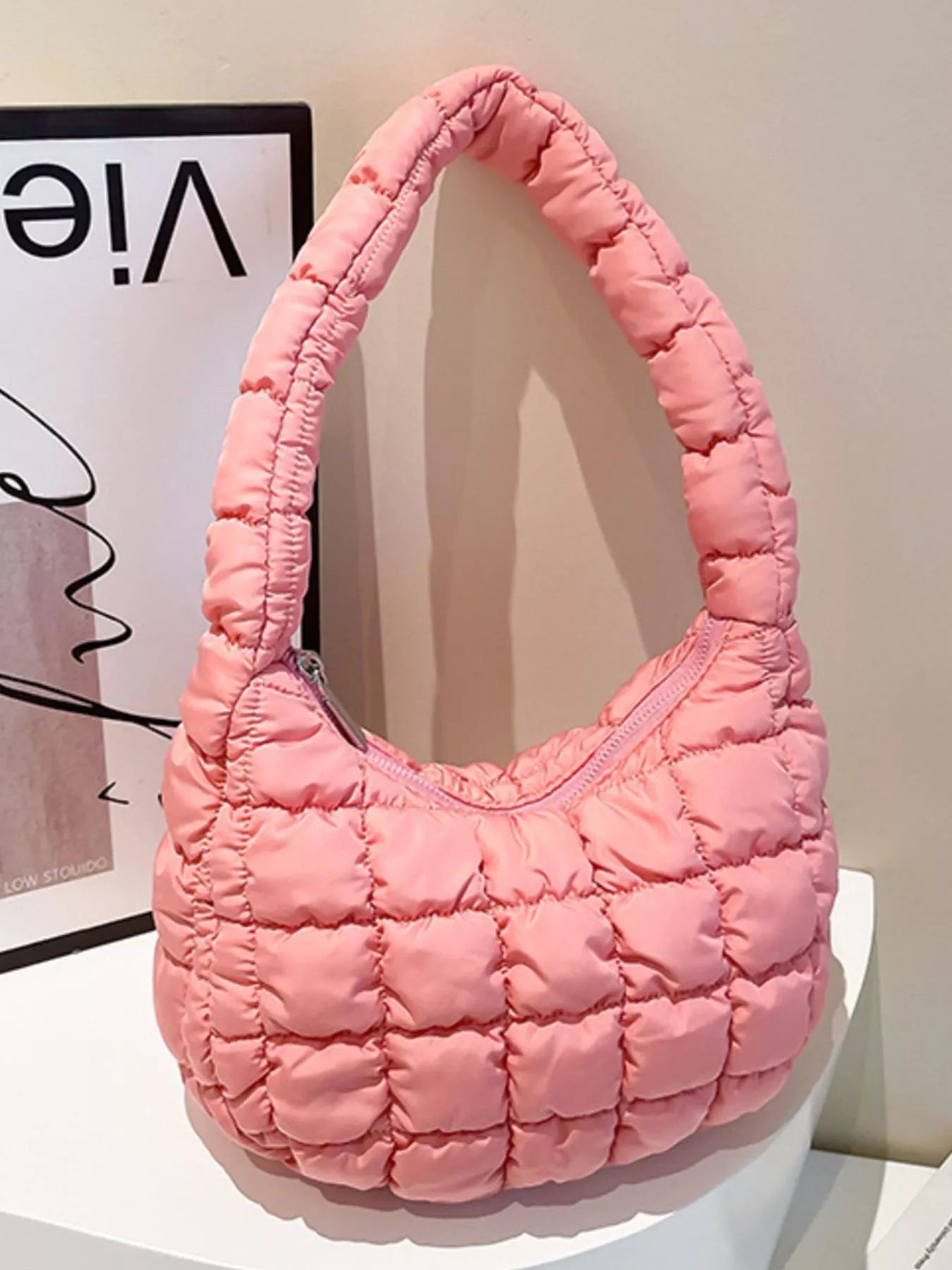 Quilted Ruched Shoulder Bag nicholesgifts