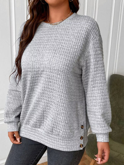 Textured Round Neck Sweatshirt nicholesgifts