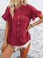 Button Down Ruffled Short Sleeve Shirt nicholesgifts