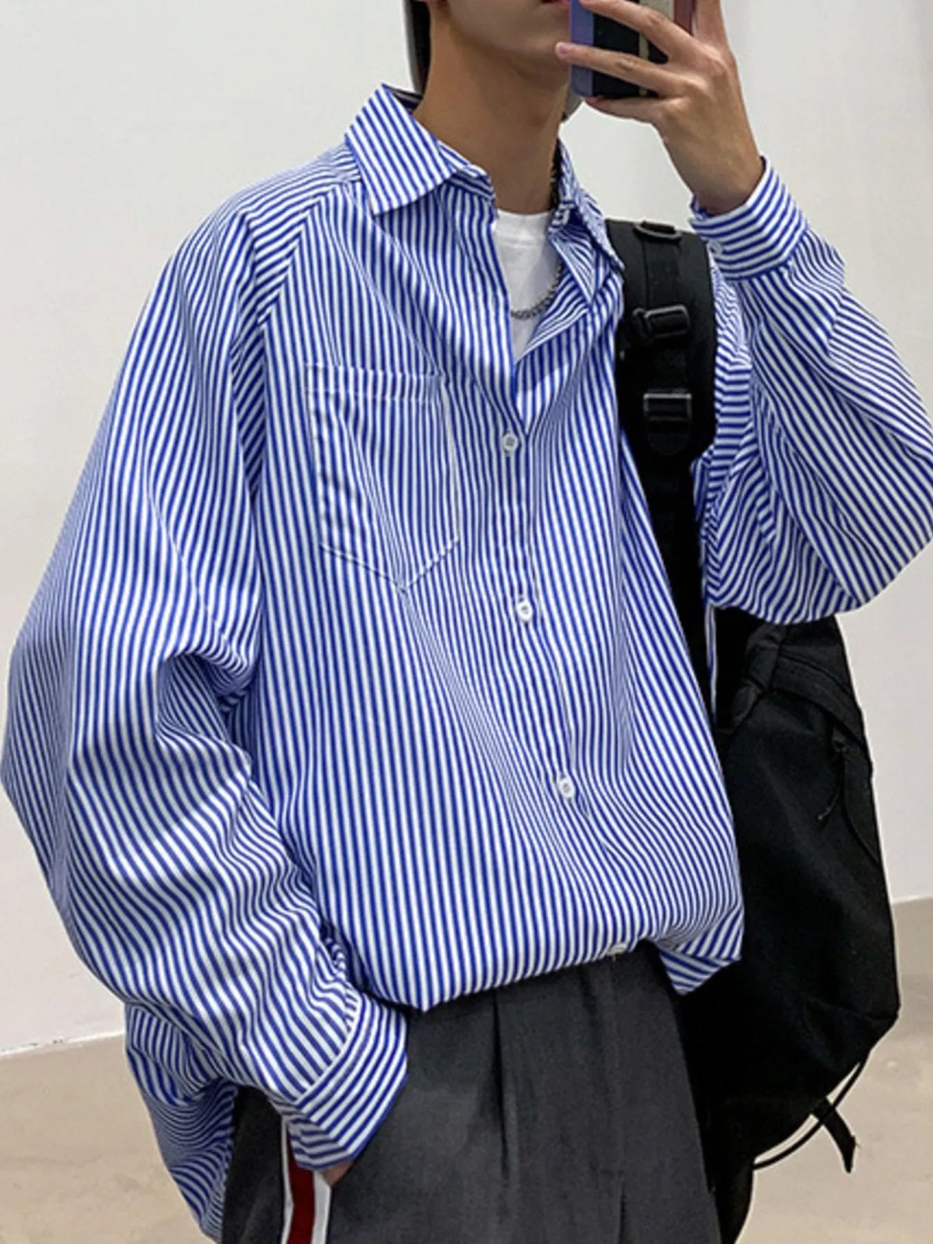 Men's Striped Long Sleeve Button-Up Shirt NicholesGifts