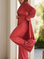 Full Size Slit Round Neck Long Sleeve Top and Pants Set nicholesgifts