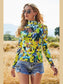 Printed Mock Neck Long Sleeve Blouse nicholesgifts
