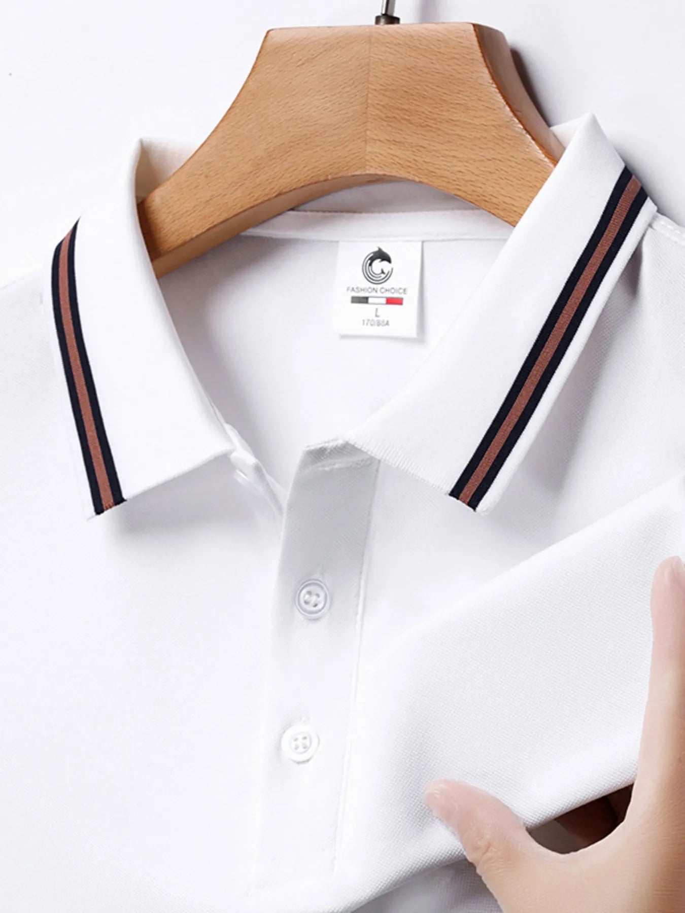 Men's Plus Size Classic Striped Collar Polo Shirt NicholesGifts