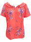 Women Full Size Printed Tie Neck Short Sleeve Blouse nicholesgifts