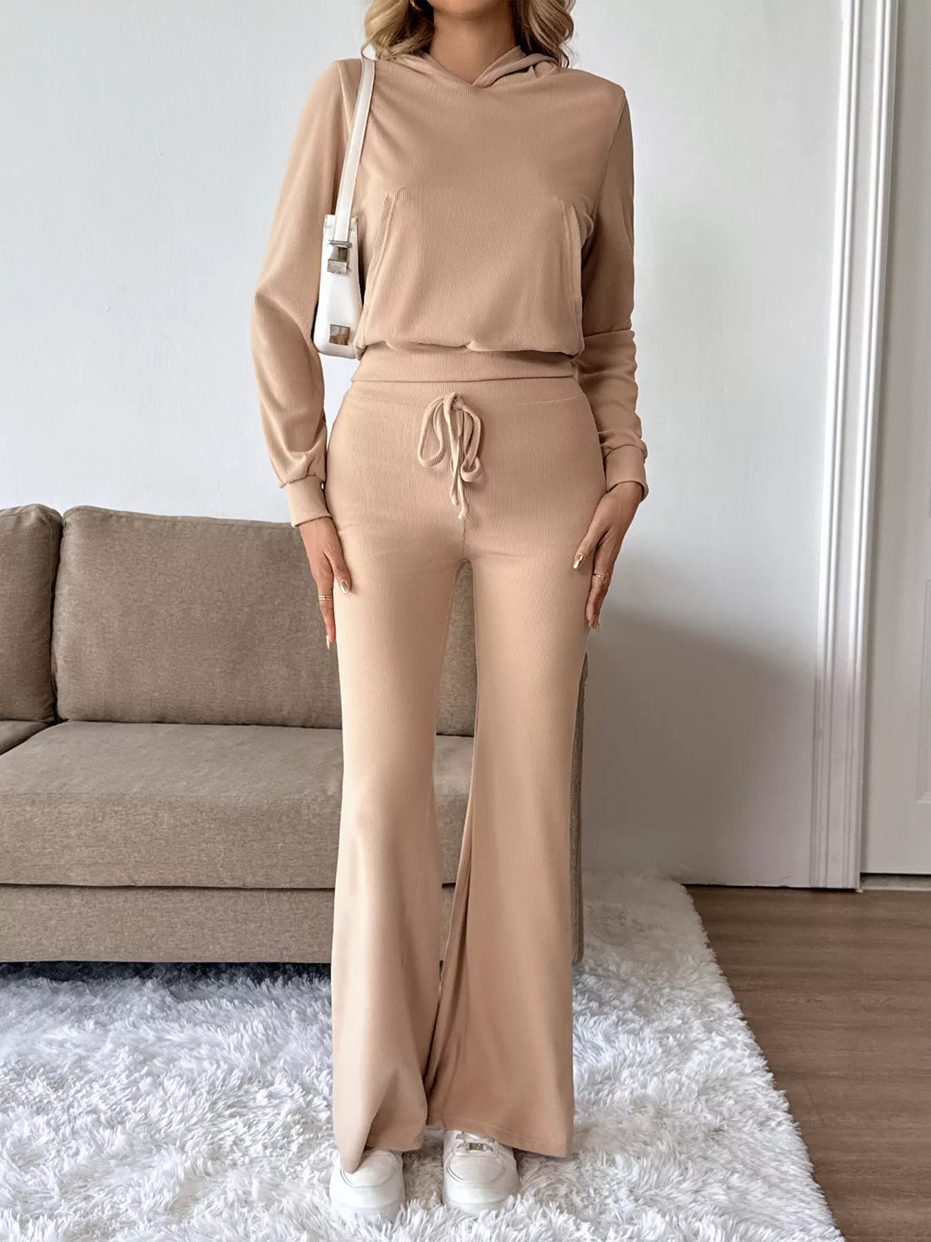 Long Sleeve Hoodie and Pants Set Trendsi