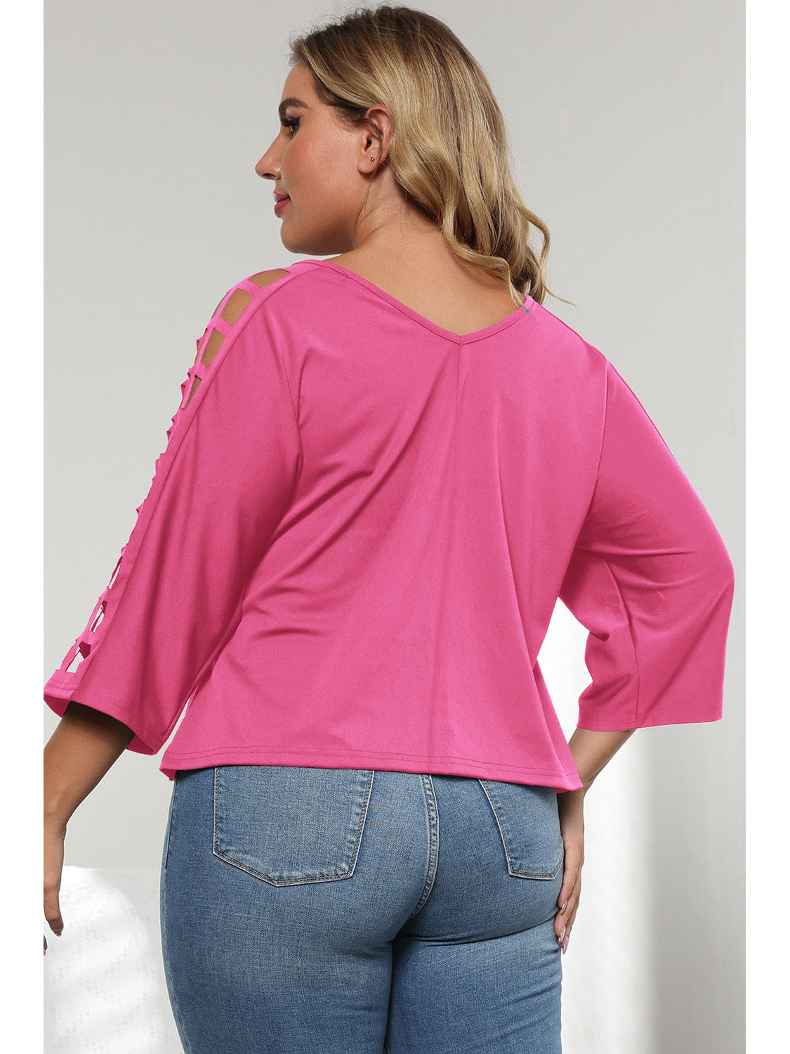 3/4 Sleeve Cutout Detail Top nicholesgifts
