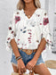 Ruffled Printed V-Neck Half Sleeve Blouse nicholesgifts