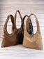 Fame Grommet Border Studded Suede Shoulder Bag nicholesgifts