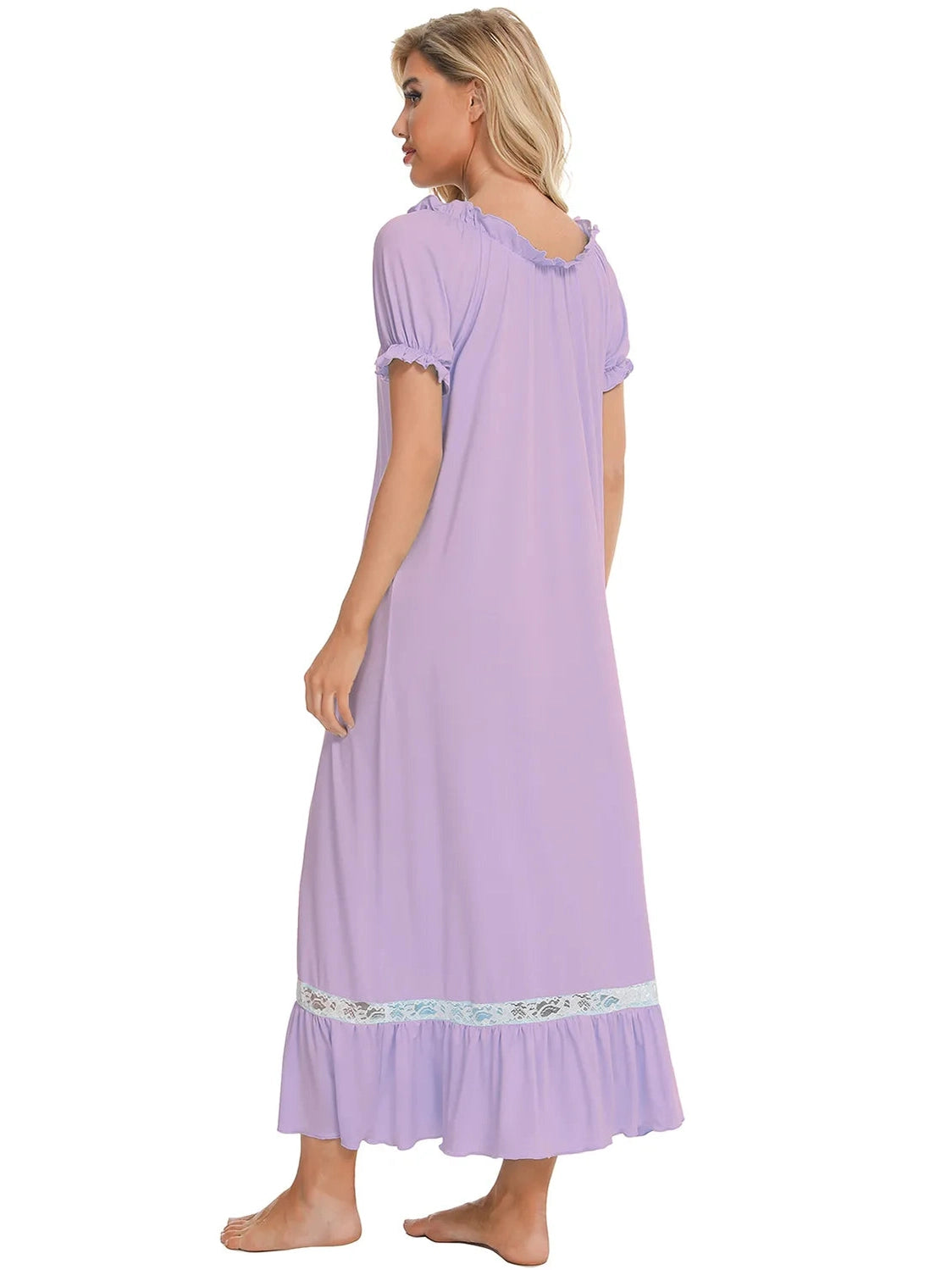 Lace Detail Short Sleeve Lounge Dress nicholesgifts
