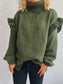 Women Ruffled Turtleneck Long Sleeve Sweater nicholesgifts