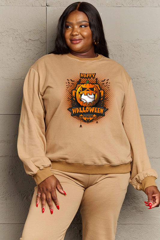 Women Simply Love Full Size Happy Halloween Graphic Sweatshirt NicholesGifts