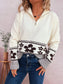 Flower Zip Collar Long Sleeve Sweater nicholesgifts
