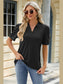 Women Eyelet Johnny Collar Puff Sleeve Blouse nicholesgifts