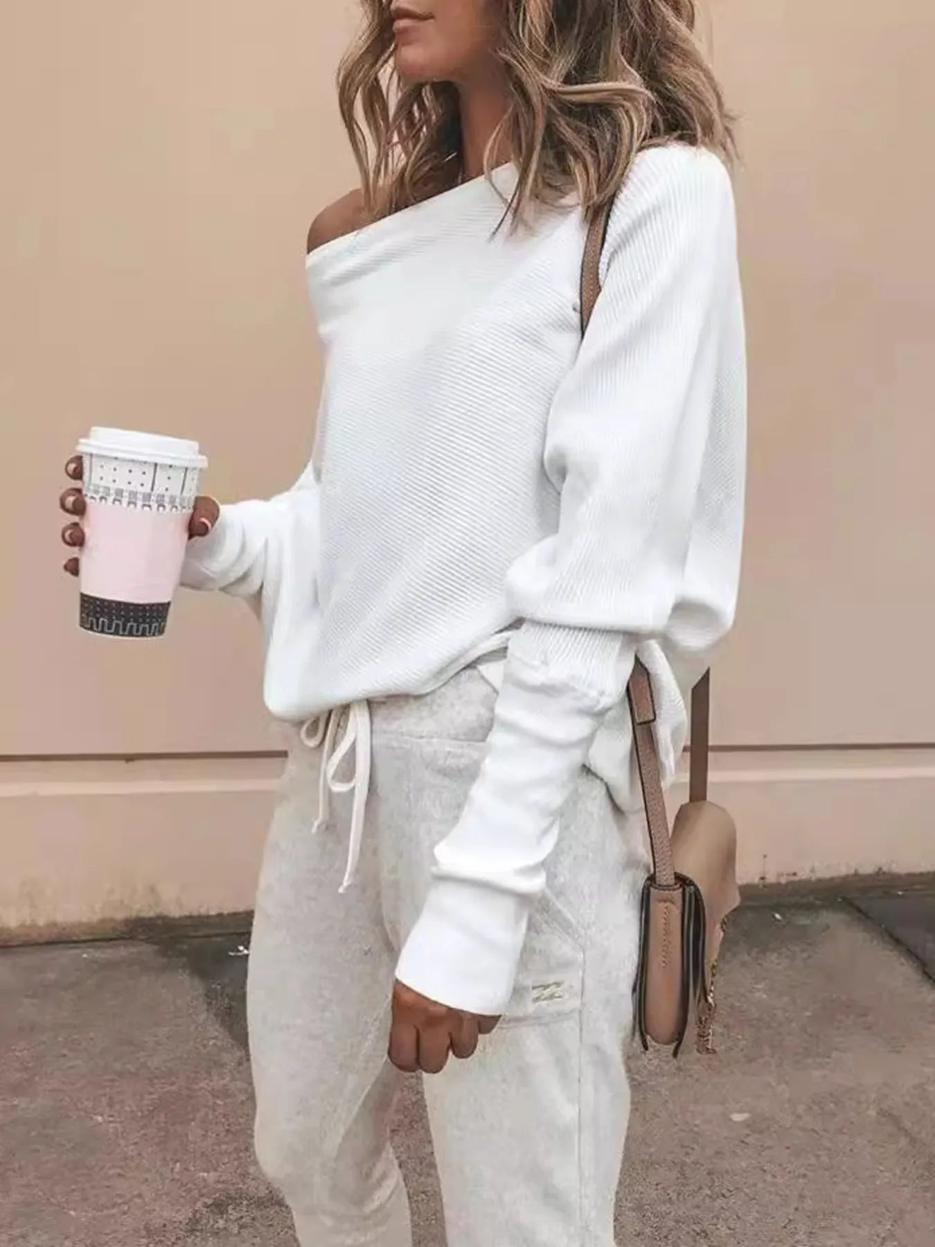 Full Size One-Shoulder Ribbed Sweater Plus Size Trendsi