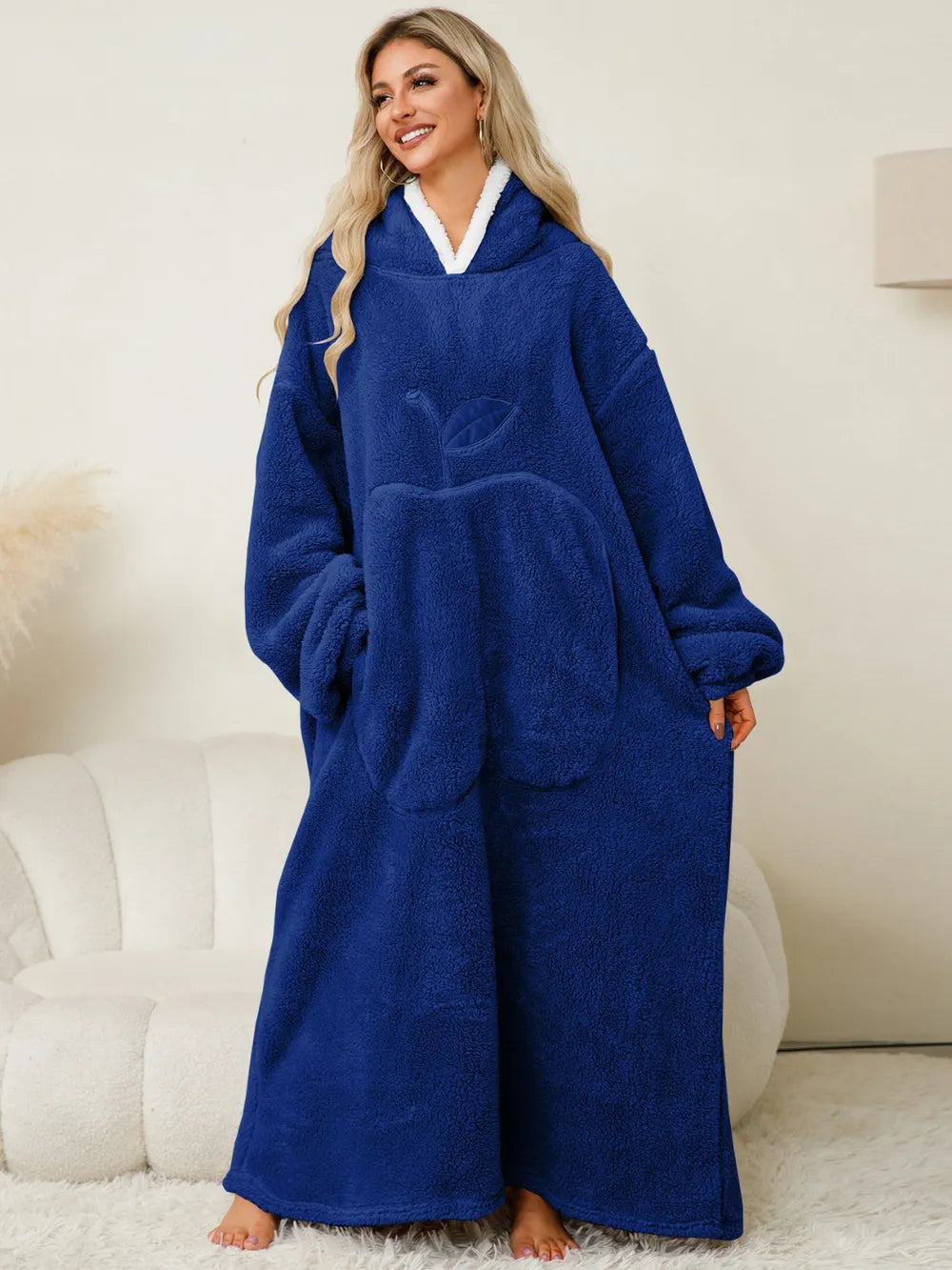 Pocketed Contrast Long Sleeve Hooded Lounge Dress nicholesgifts
