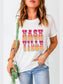 Letter Graphic Round Neck Short Sleeve T-Shirt nicholesgifts