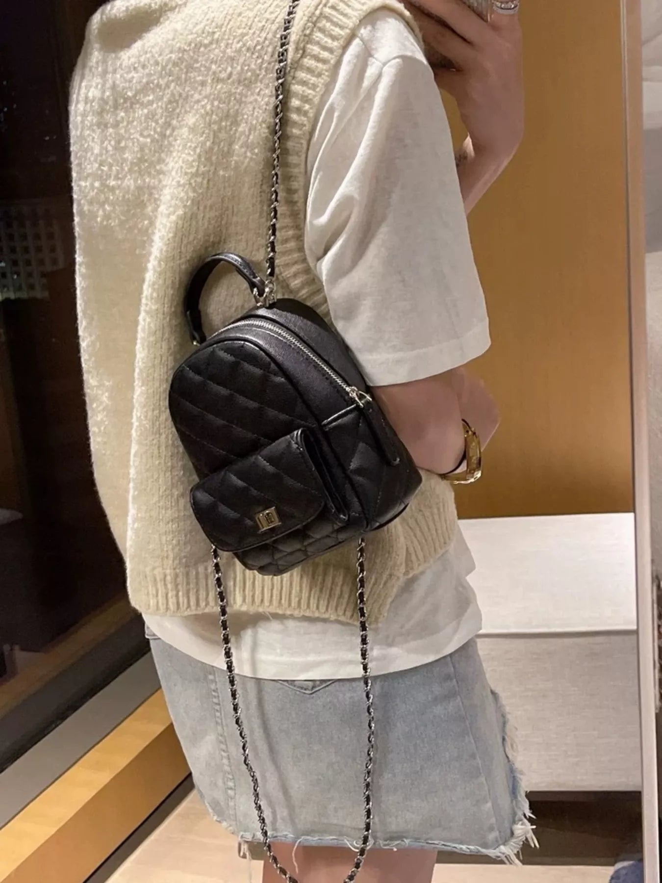Quilted Mini Backpack Bag nicholesgifts