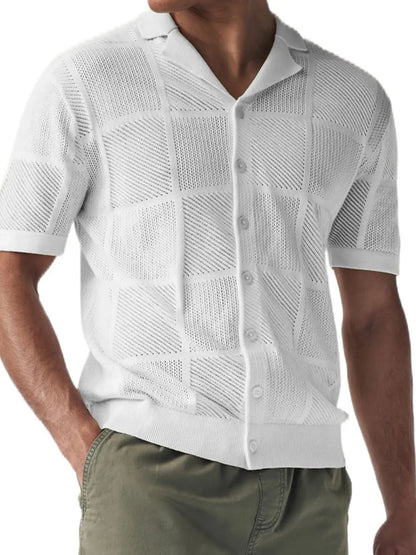 Men's Button Down Checkered Eyelet Shirt nicholesgifts
