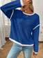 Ribbed Contrast Trim Long Sleeve Top nicholesgifts