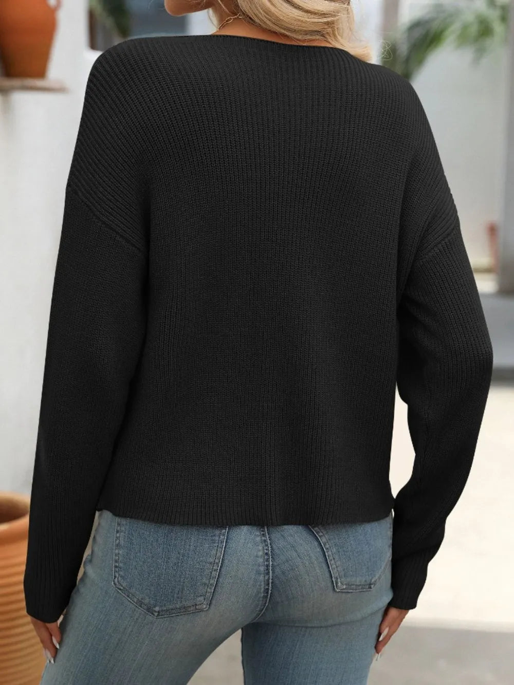 Mandy Round Neck Long Sleeve Sweater Trendsi