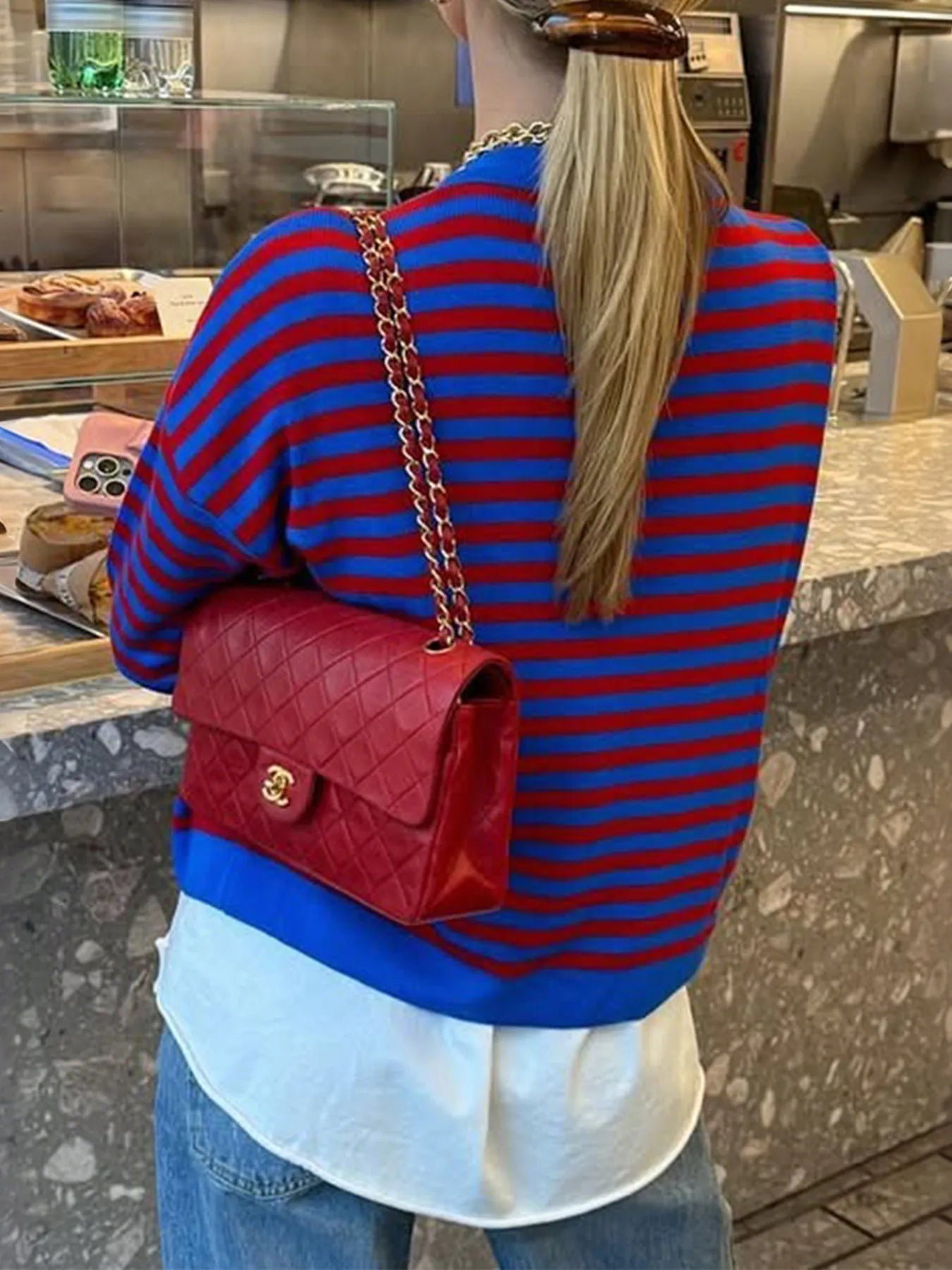 Striped Round Neck Long Sleeve Sweater Trendsi